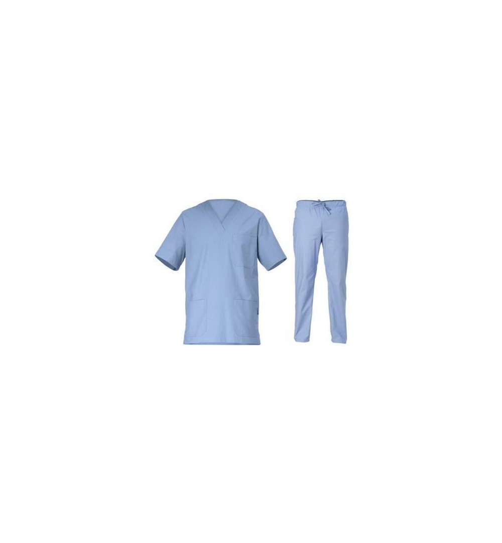 Completo Medico Azzurro Casacca + Pantalone 100 % Cotone