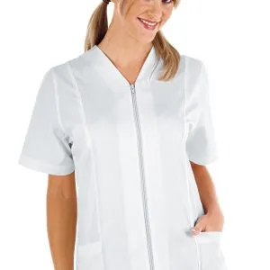 Casacca donna bianca 100% cotone con chiusura a zip centrale Victoria 006820