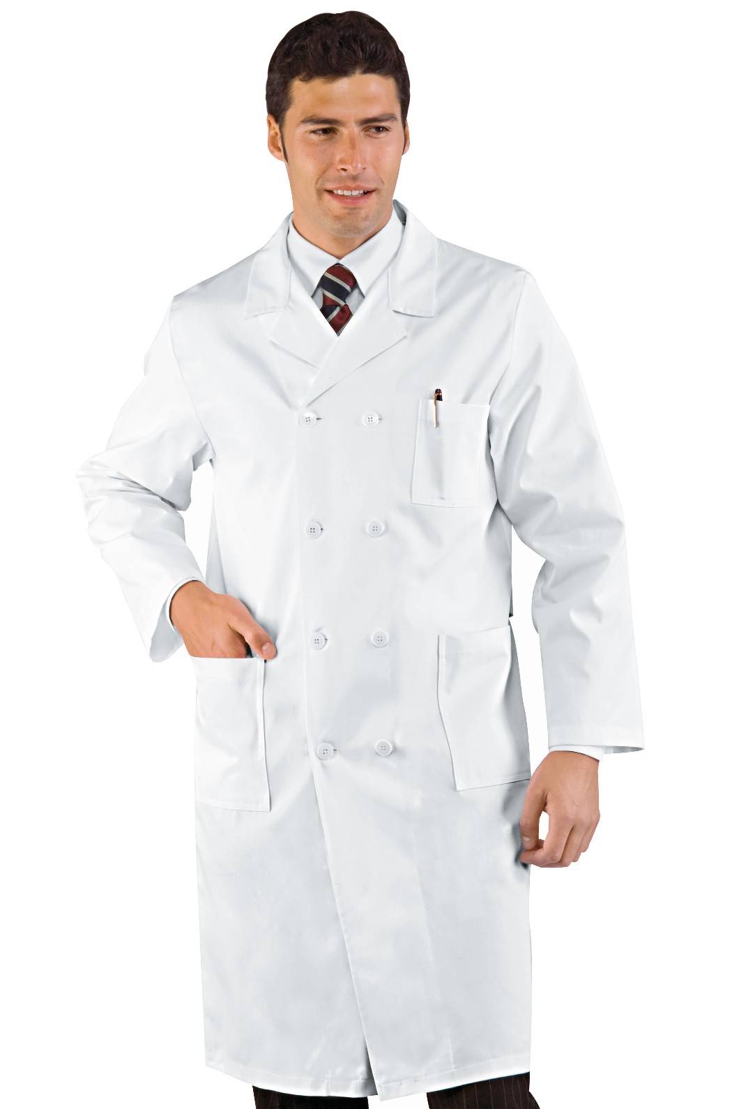 Camice uomo bianco professionale per medico o farmacista doppio petto - immagine 10