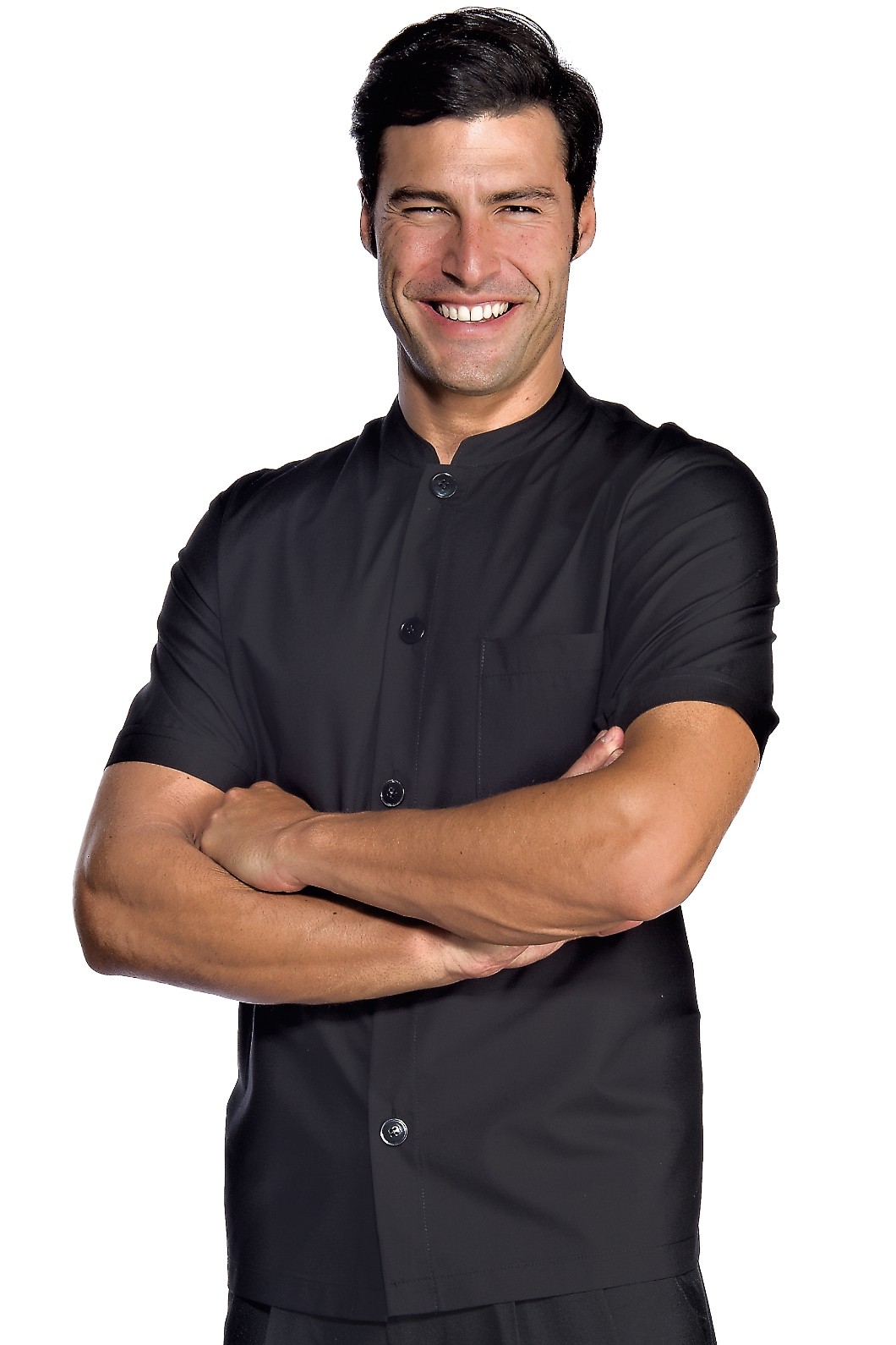 Casacca coreana mezza manica con bottoni bianca e nera - immagine 3