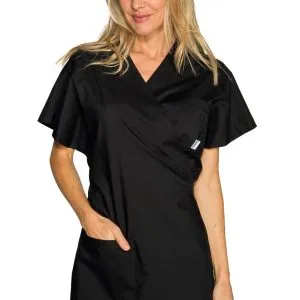 006011 - Kimono nero da donna per centri estetici, spa