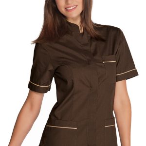 PANAREA - Casacca da donna marrone con profilo beige