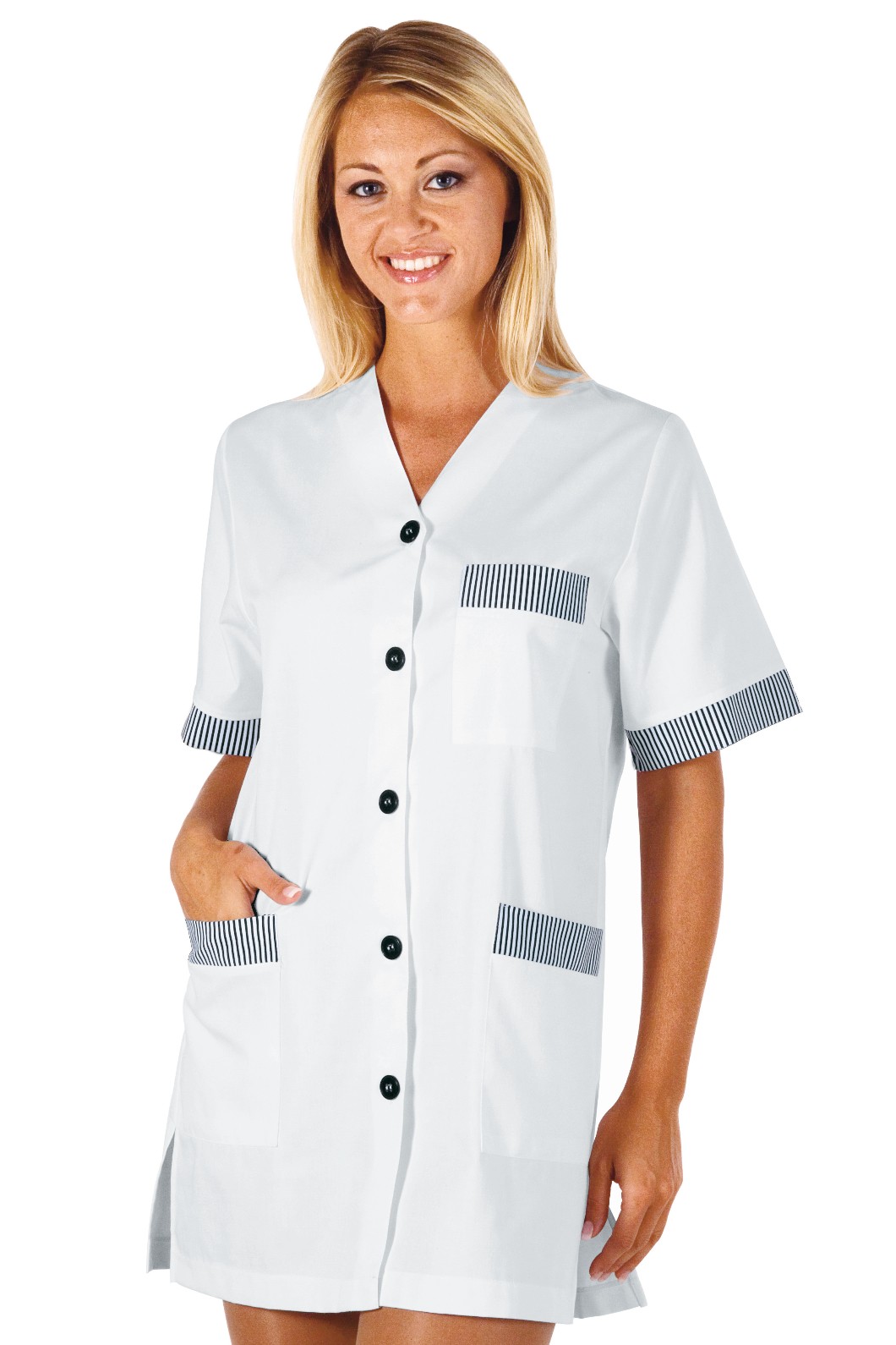 DACCA - Casacca donna bicolore disponibile in più varianti per impresa pulizie e alimentari - immagine 2