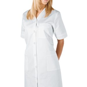 Camice Donna Bianco Lungo a Maniche Corte