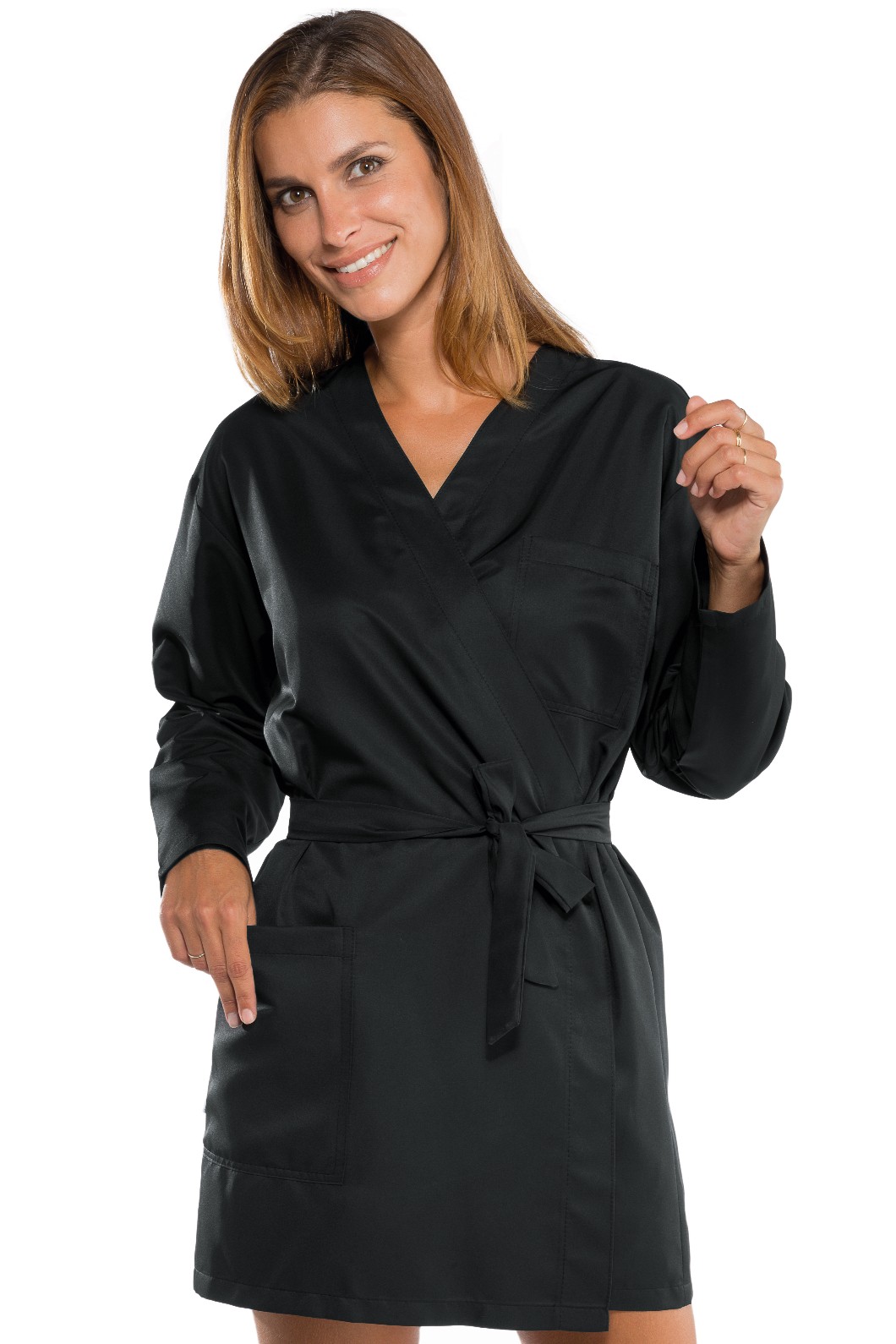 Kimono nero da donna tessuto antimacchia Super Dry