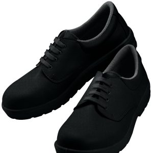 Scarpa unisex con lacci antiscivolo, antistatico, antiolio, antiacido, puntale in acciaio marcatura CE EN 345-1 S1.