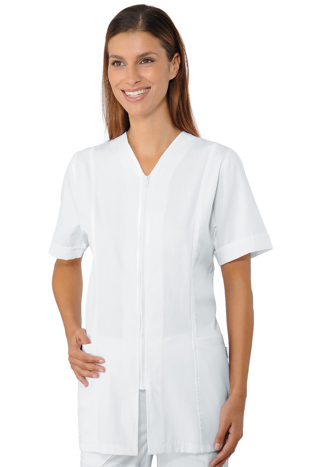 VICTORIA - Casacca da donna bianca in piquet con cerniera gr. 135