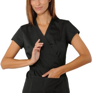 TONGA - Kimono nero da donna per estetista, spa