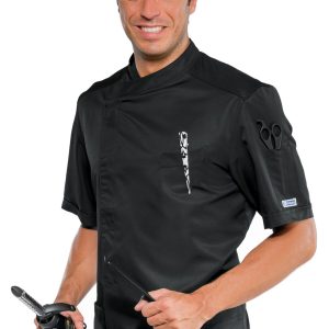 PARKER - Casacca uomo nera tessuto antimaccha per parrucchieri/estetista