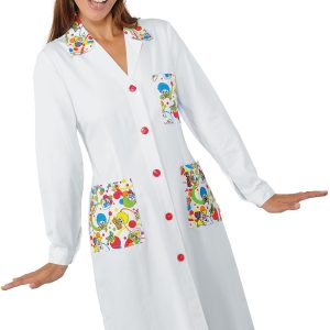 Camice donna lungo bianco con fantasia pagliacci
