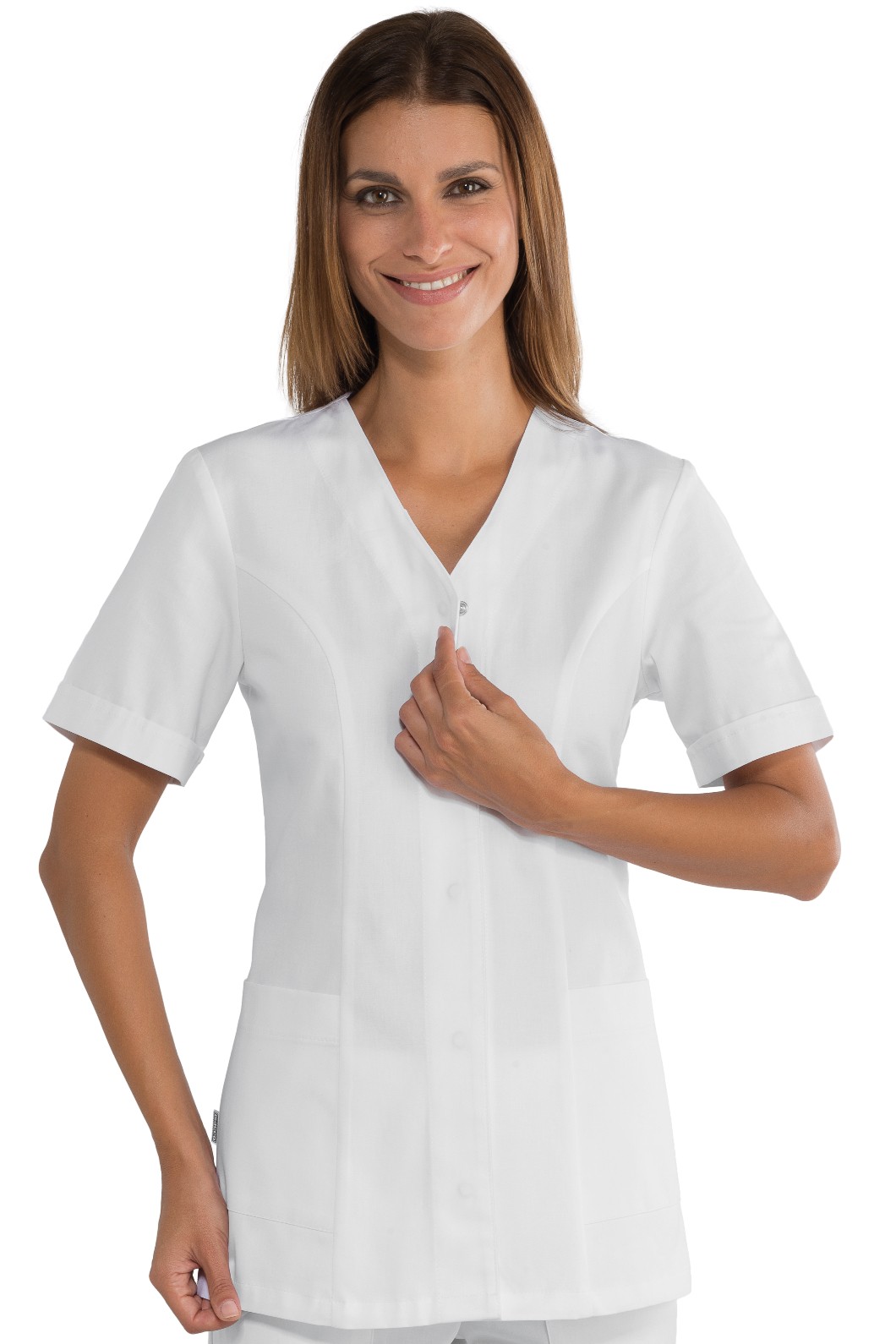 Casacca bianca da donna in cotone per uso medicale - immagine 4