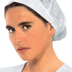 Cuffia donna bianco in pizzo sangallo per alimentare