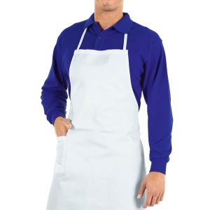 Grembiule bianco con pettorina per cucina  bianco