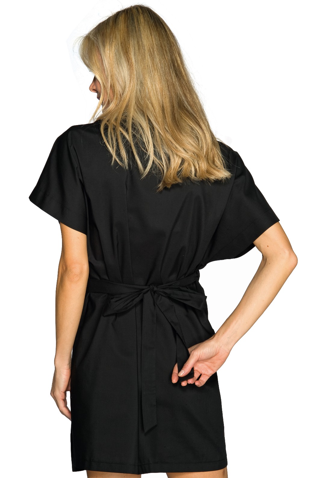 Kimono nero mezza manica in tessuto indrorepellente antimacchia - immagine 4