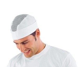 Bustina cappello bianco regolabile per alimentare con rete - immagine 2