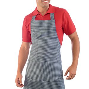 Grembiule con pettorina pied de poule unisex