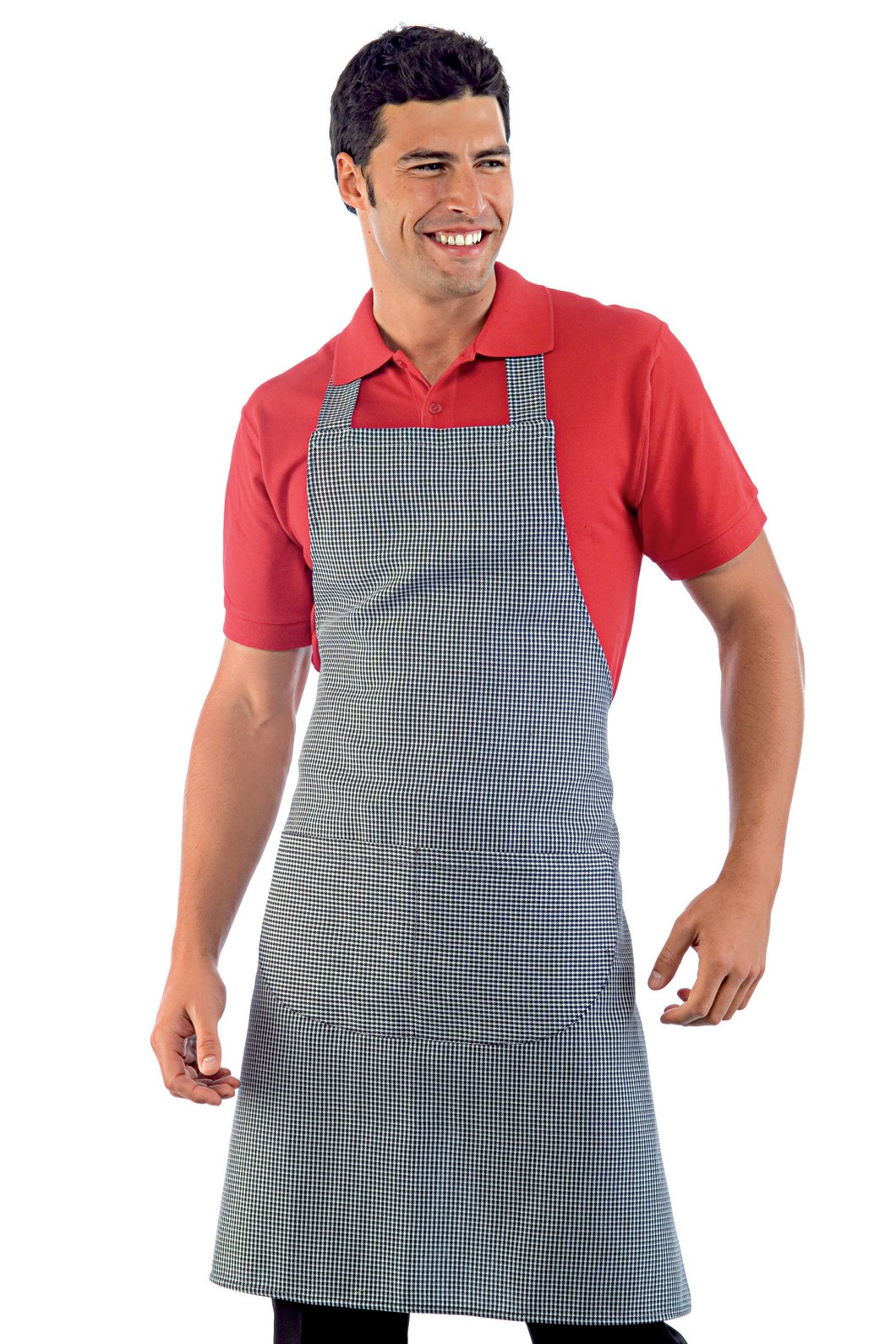 Grembiule con pettorina pied de poule unisex