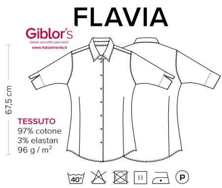 FLAVIA - Camicia azzurra da donna da sala con manica a 3/4 - immagine 4