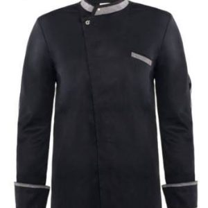 Giacca Nera da Cuoco Slim Con Bottone Automatico Q8GX0107 Giblor’s Dionisio