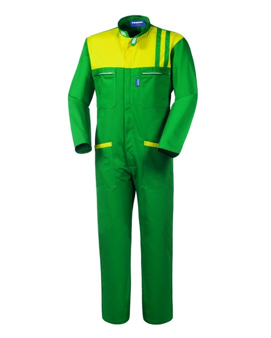 GINEVRA - Tuta da lavoro bicolore verde e gialla per meccanici