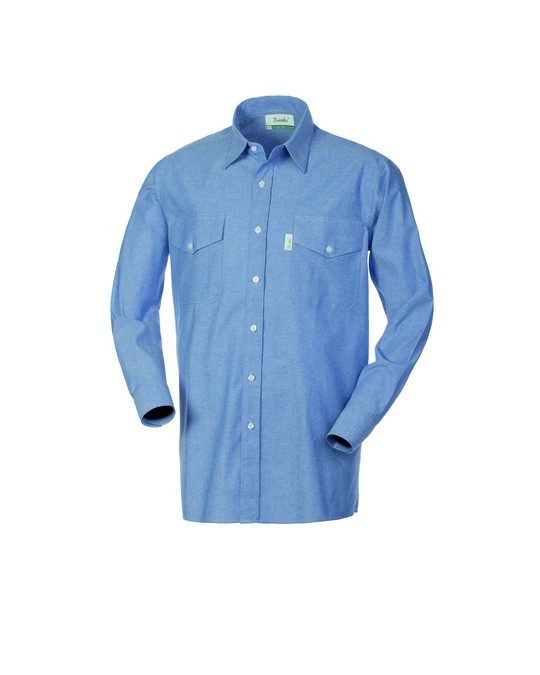 Camicia Uomo Da Lavoro Cotone Oxford Azzurra Manica Lunga - immagine 5