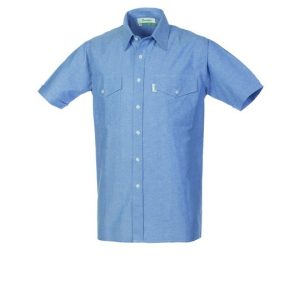 Camicia Uomo Azzurra Da Lavoro Cotone Oxford A Mezze Maniche