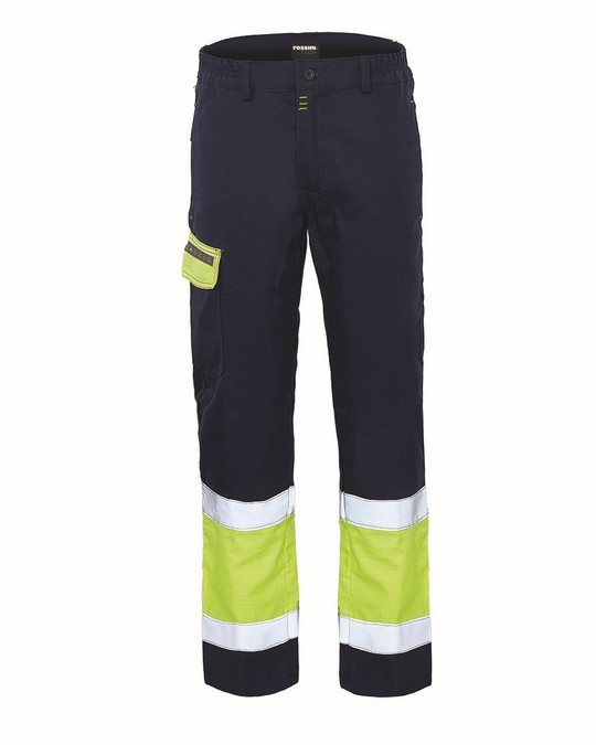 Pantalone da cantiere bicolore blu e giallo fluo ad alta visibilità Trivalente - immagine 4