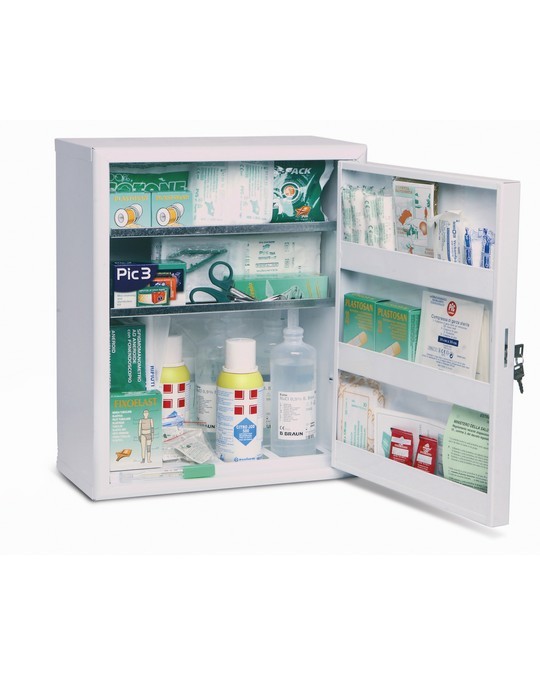 Armadietto di con Kit Pronto Soccorso maggiorato per aziende che hanno più di 3 lavoratori