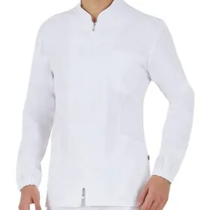 giacca Gabriele bianca con chiusura a zip maniche lunghe