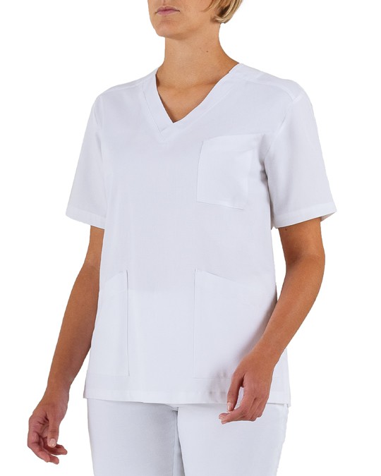 MILENA - Casacca donna bianca a V per medicale - immagine 4