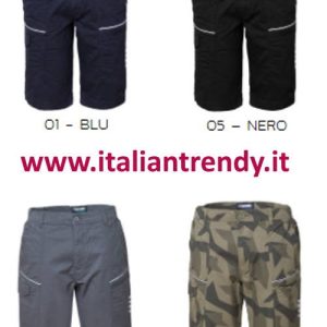 Bermuda da lavoro multitasca in twill di cotone elasticizzato