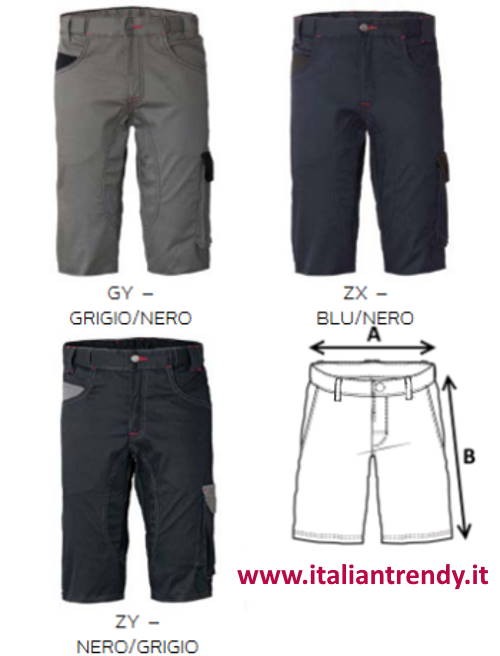 Bermuda da lavoro con tessuto rinforzato sul cavallo