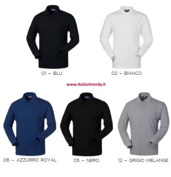 TIGER - Polo uomo manica lunga in piquet di cotone in più colori