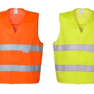 Gilet basic arancio o giallo alta visibilità per lavori stradali con doppia Banda Rifrangente
