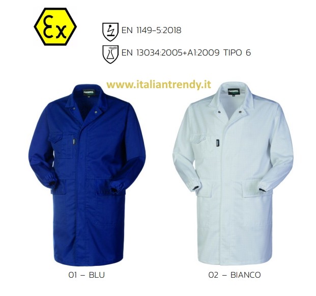 2ACTIVE - Camice uomo blu e bianco Antiacido Antistatico Hydrofoil