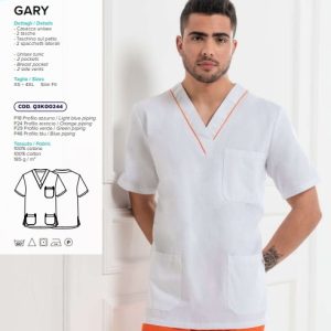 GARY - Casacca a V bianca con profili per medicale