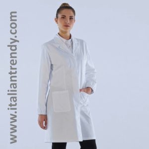 ISOTTA - Camice da donna media lunghezza per medico farmacista 100% cotone