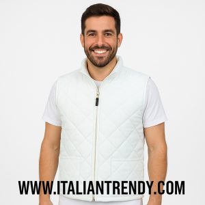 ORTISEI - Gilet con zip bianco trapuntato - interno in pile