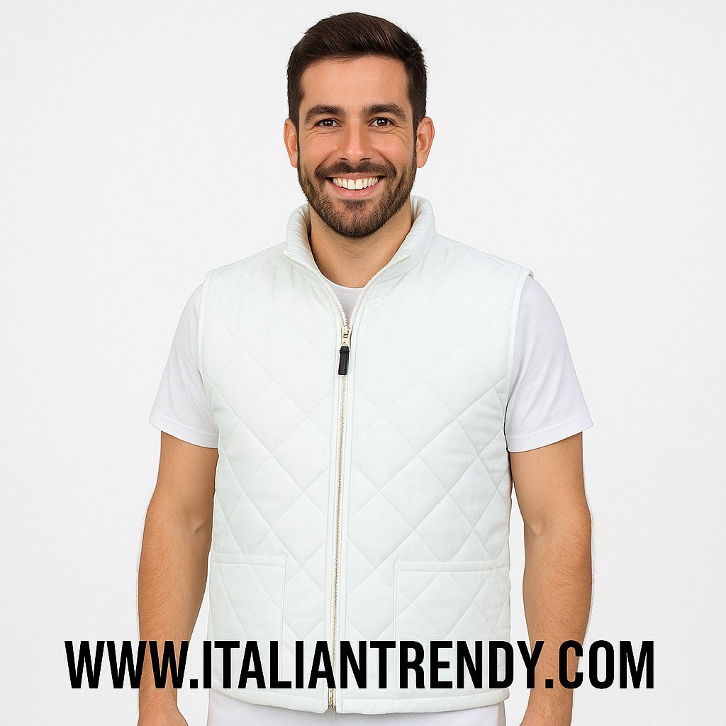 ORTISEI - Gilet con zip bianco trapuntato - interno in pile