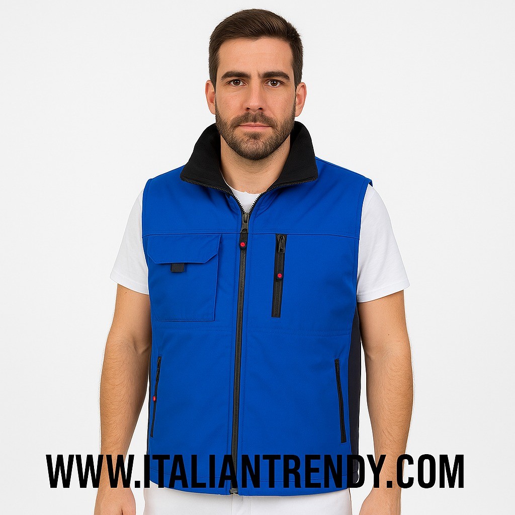 PERLIS - Gilet collo alto bicolore, interno in pile - immagine 2