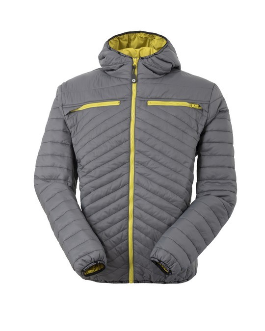 Giubbotto Uomo Imbottito Blu Grigio Giallo Con Cappuccio E Zip Peso Medio Per Divise da Esterno - immagine 6