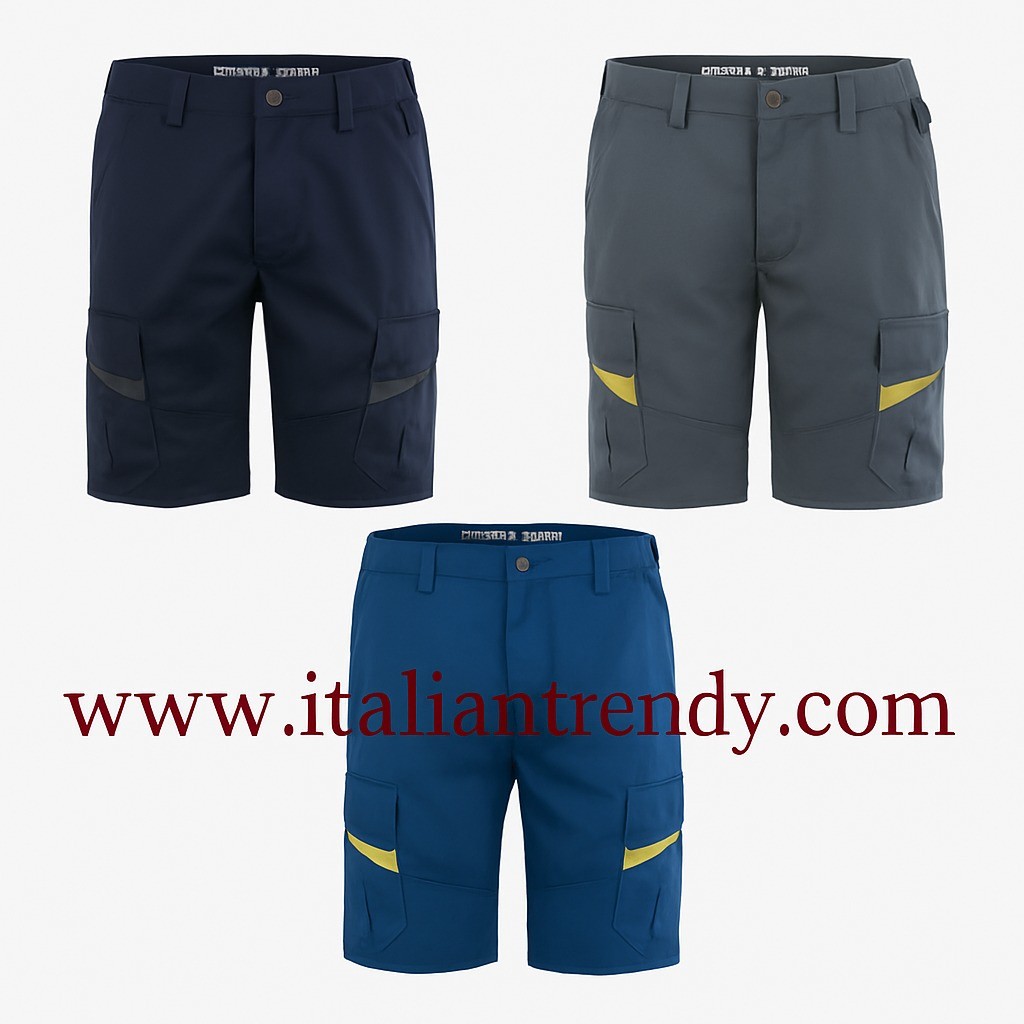 Bermuda da Lavoro Comodi, Versatili, Taglie XS-XXXL, Blu, Legion Blu, Grigio Re-use Re-work