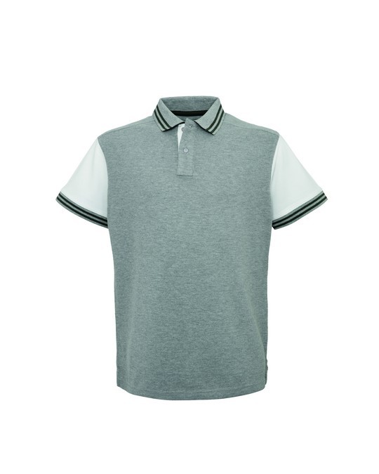 Polo Uomo Grigia e Blu Bicolore Manica Corta Cotone ESAURITA - immagine 4