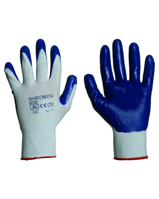 Guanto in Nylon con Rivestimento in Nitrile Per Lavori di Assemblaggio e Applicazioni Industriali Leggere