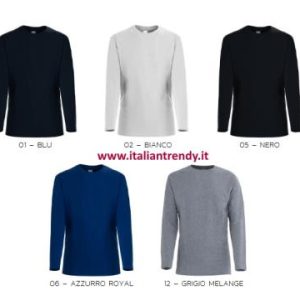 Maglia Girocollo Uomo Maniche Lunghe T-shirt in Cotone 5 colori