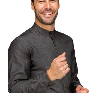 DETROIT - Camicia unisex coreana in jeans blu o nero  manica lunga o corta