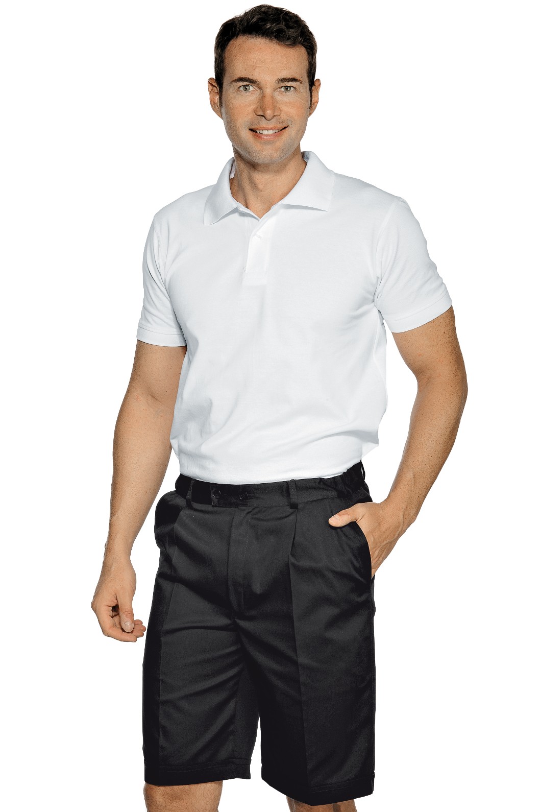 Bermuda con elastico sui fianchi in cotone Bianco o Nero, Blu - immagine 2