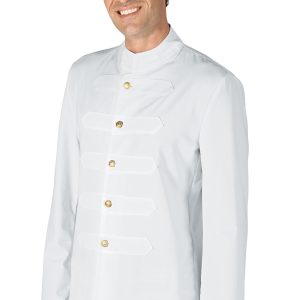 Giacca coreana con alamari bianco o crema  misto cotone