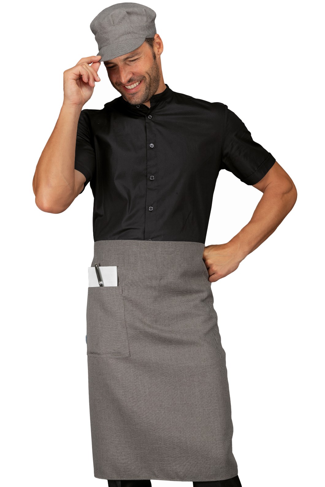 Grembiule a Vita Media Lunghezza in Tessuto Effetto Juta Smoke o Natural 100X70 Dakar - immagine 2