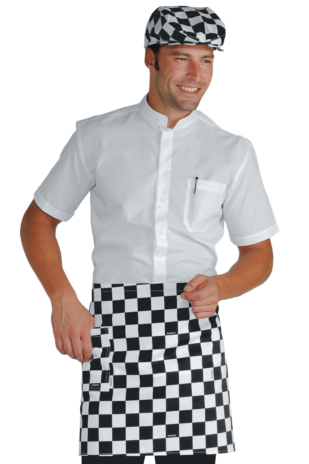 Grembiule a Vita Corto In Cotone a Fantasia 70X46 Con Tasca Per Ristoranti e Bar - immagine 2